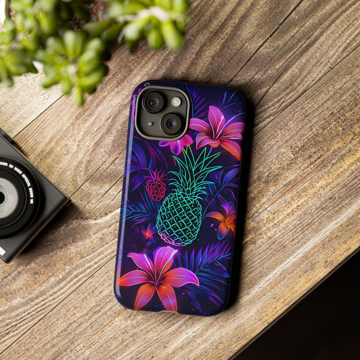 Tough Cases - Tropical Neon Floral iPhone Case
