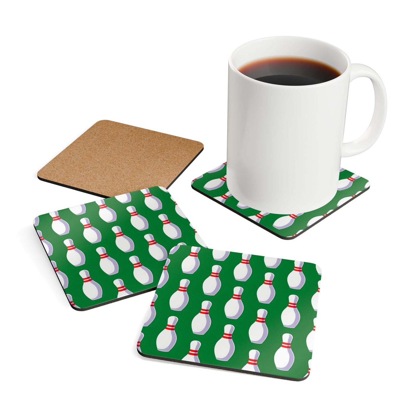 Bowling-Themed Cork Coaster Set - Fun & Functional Drinkware for Parties