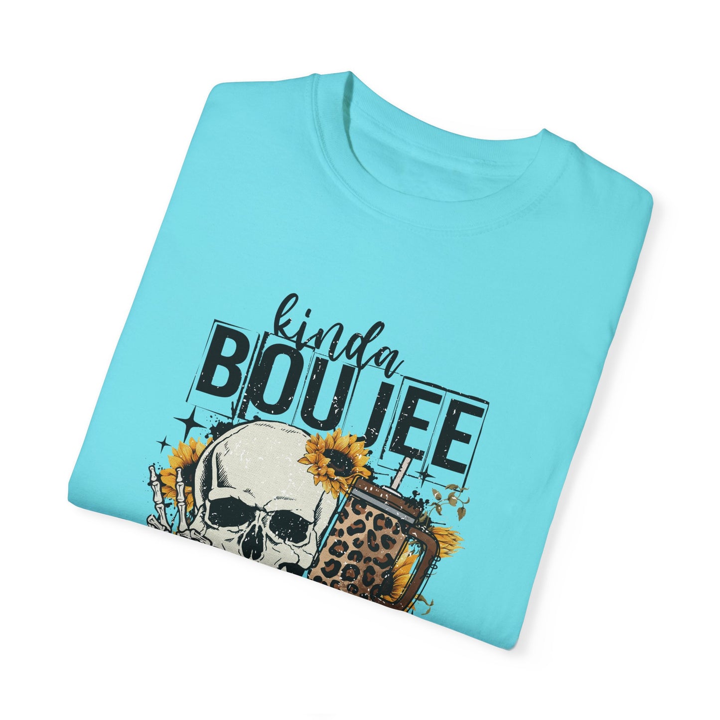 Kinda Boujee Kinda Broke Black Unisex Garment-Dyed T-shirt - Trendy Casual Wear for Cool Vibes