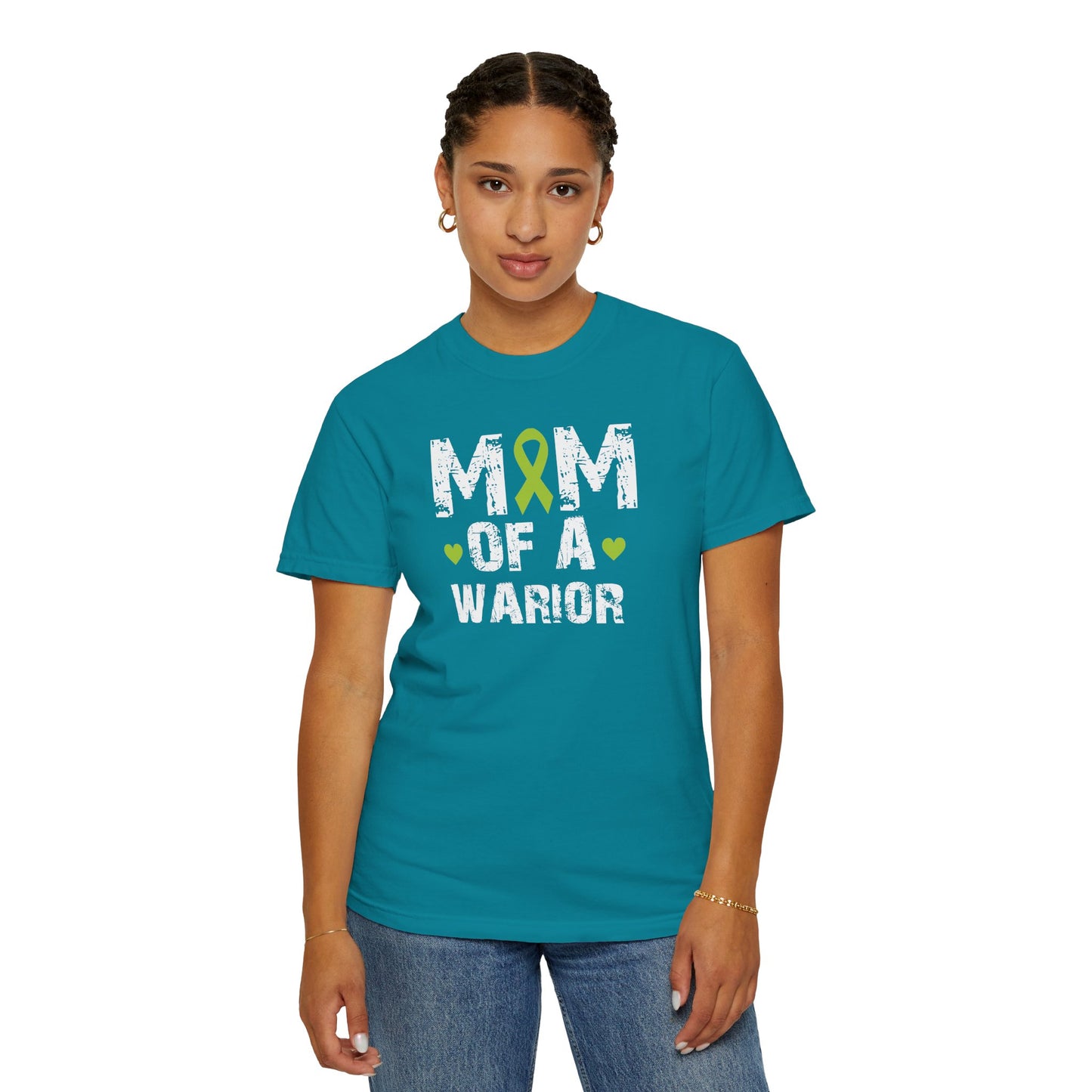 Mom of a Warrior T-Shirt, Garment-Dyed Tee for Support, Awareness Gift, Fight Against Cancer, Mother's Day Apparel