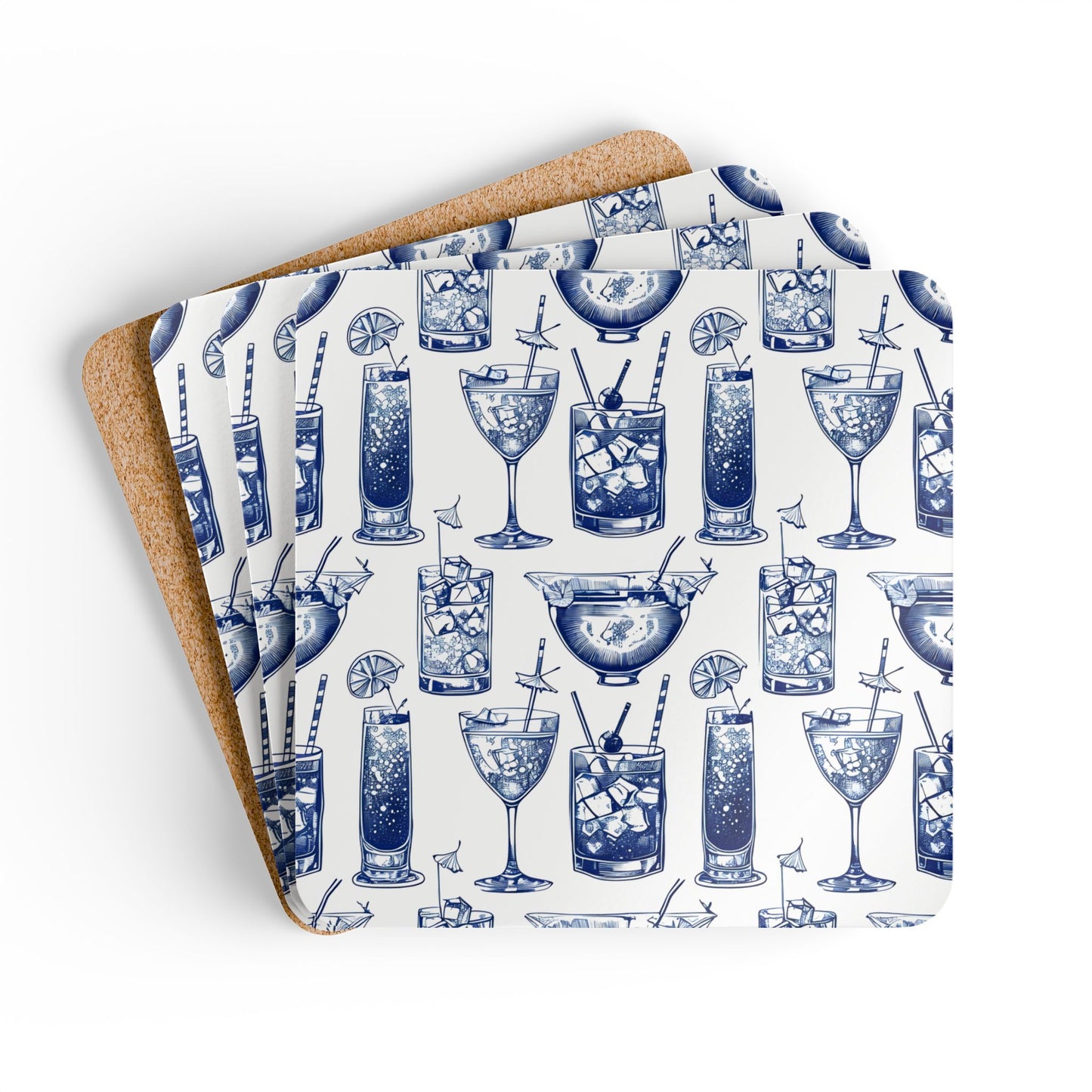 Tropical Drink Cork Coaster Set - Summer Vibe Drinkware