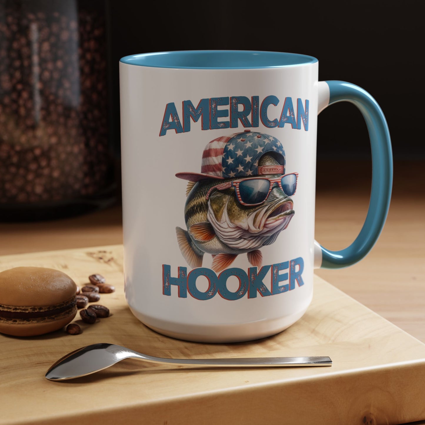 American Hooker Fishing Coffee Mug - 15oz Accent Mug for Anglers