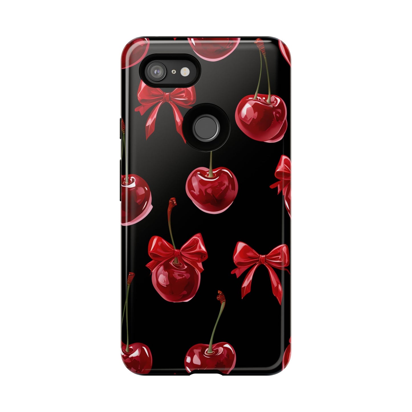 Coquette-Cherry Print Tough Phone Case - Stylish & Durable Protection