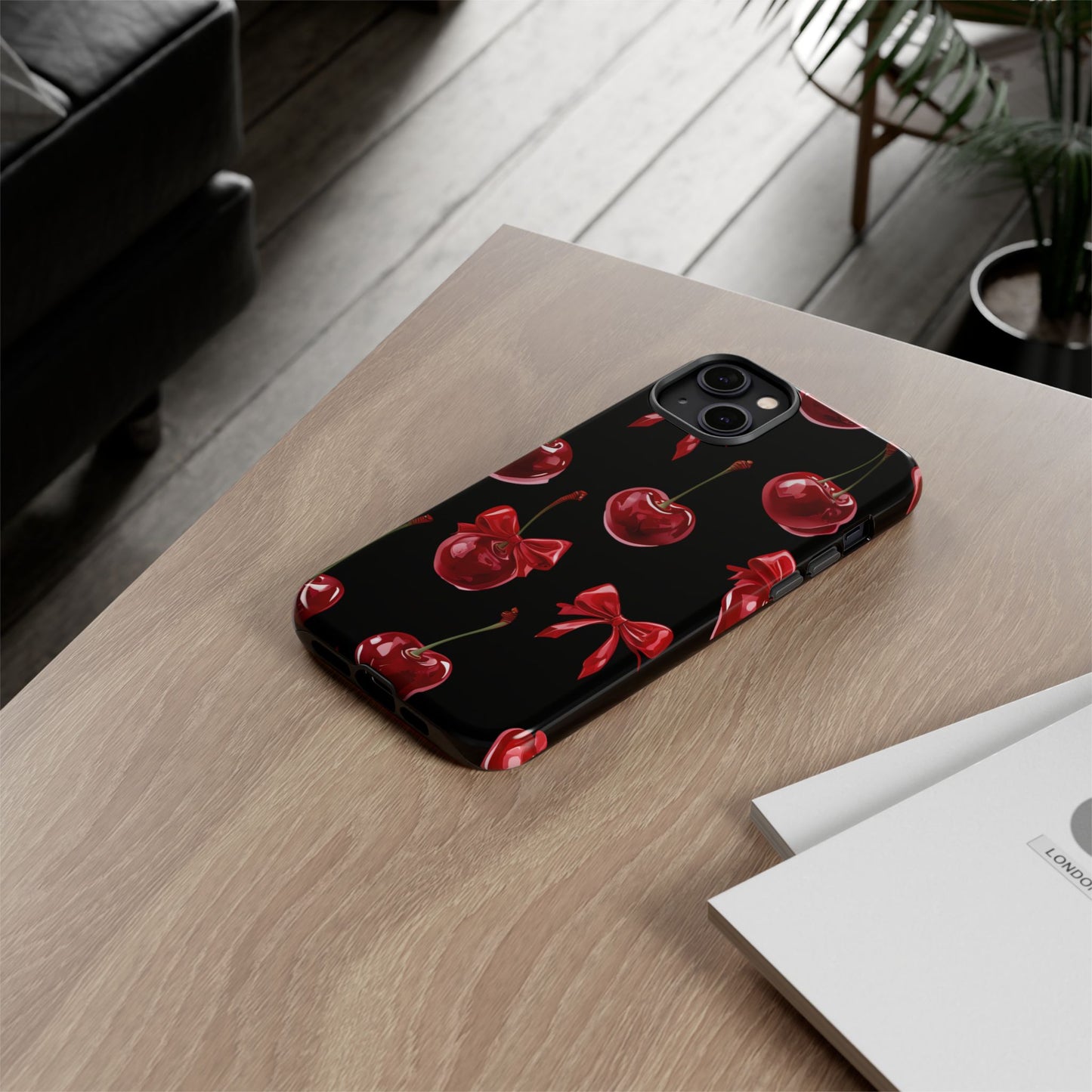 Coquette-Cherry Print Tough Phone Case - Stylish & Durable Protection