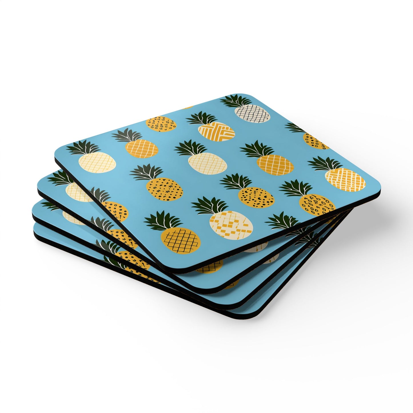 Tropical Pineapple Cork Coaster Set - Fun Drinkware Accessories for Summer Parties