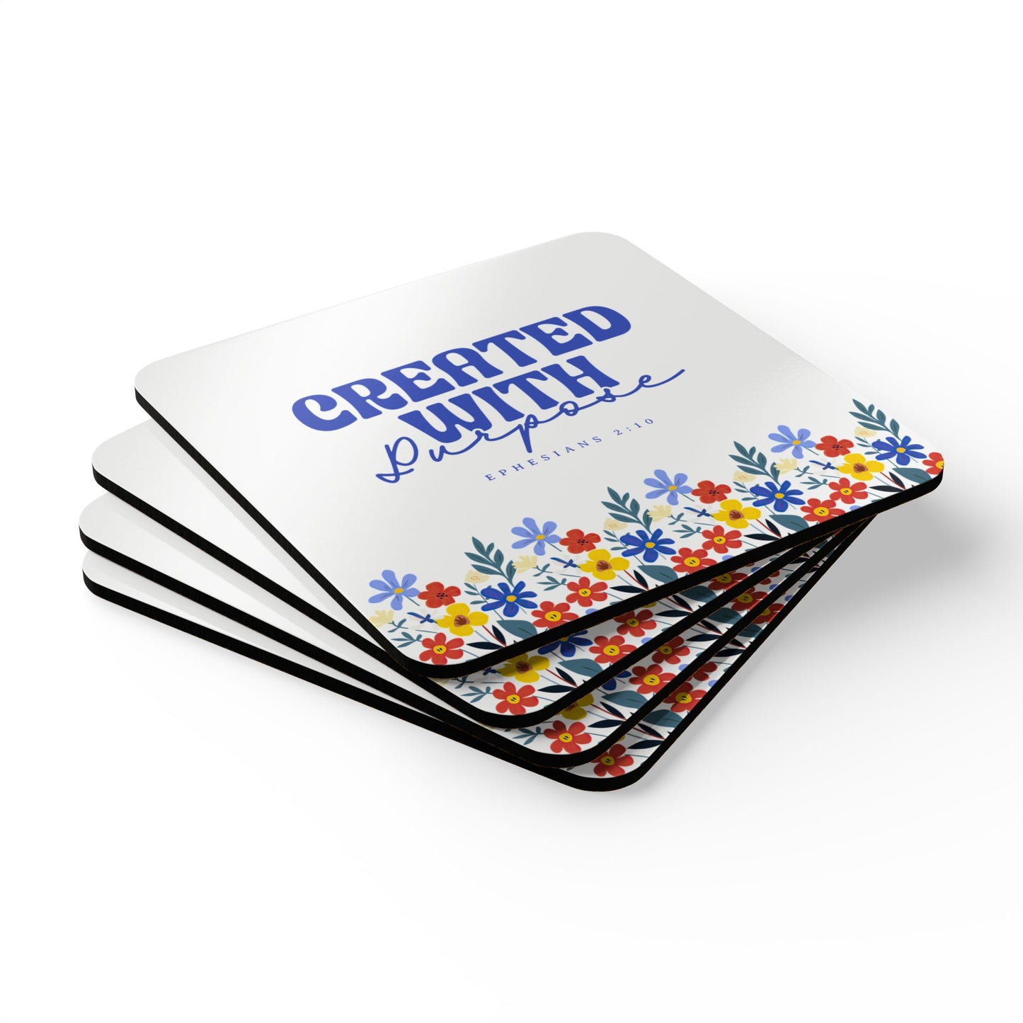 Floral Cork Coaster Set - "Created With Purpose" Home Decor