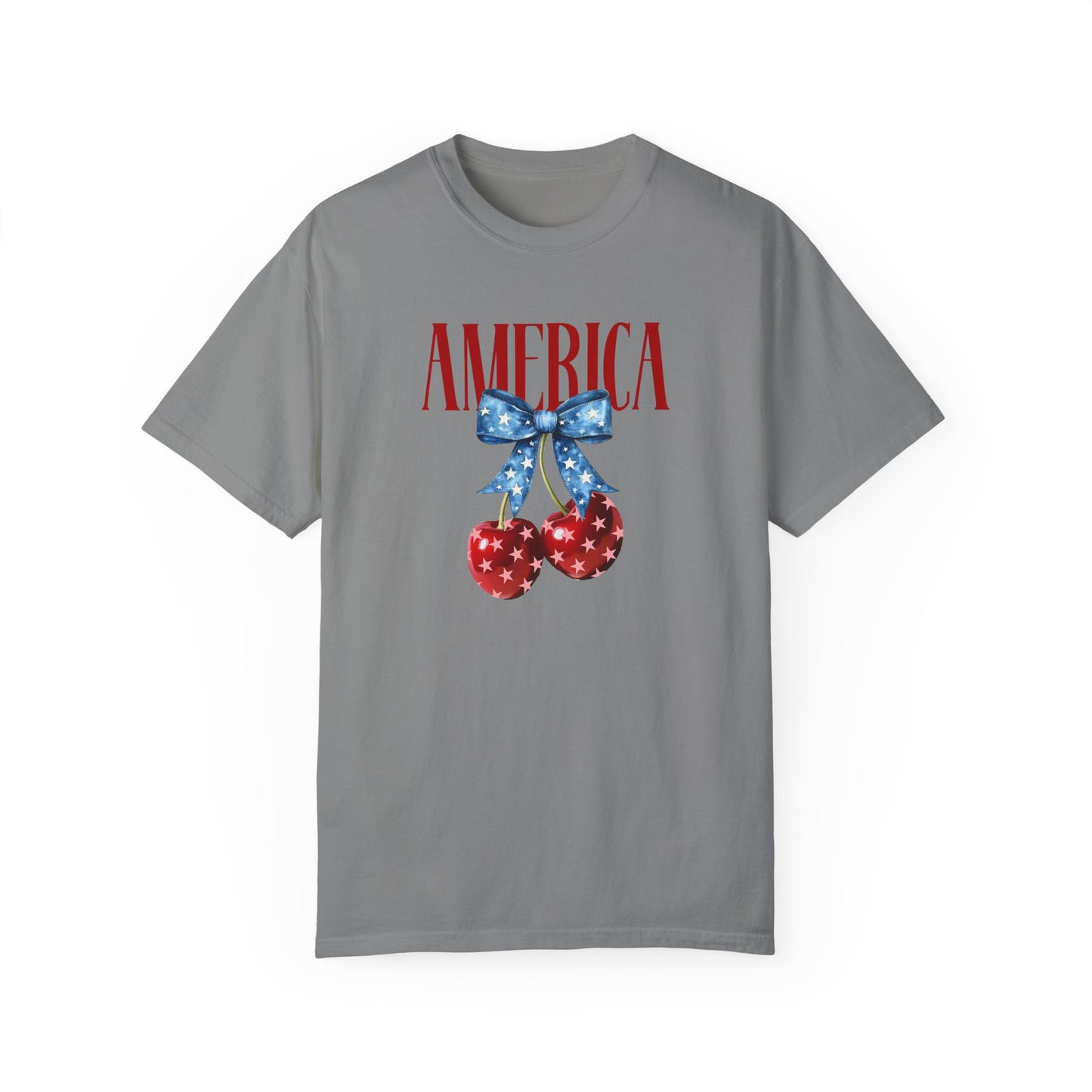Patriotic Cherry Graphic T-Shirt for Independence Day