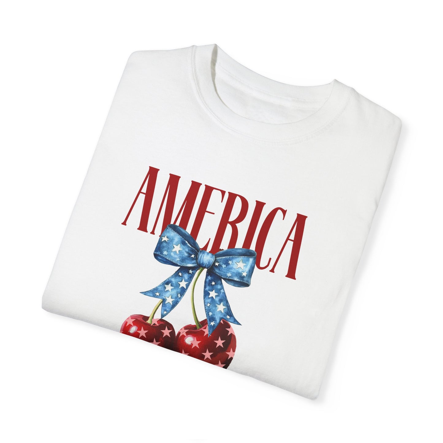 Patriotic Cherry Graphic T-Shirt for Independence Day