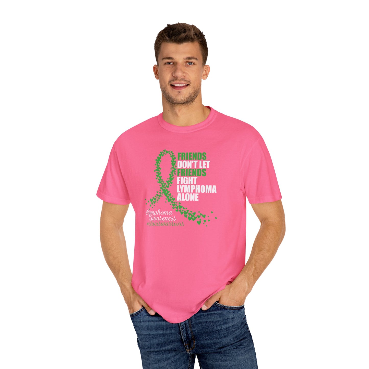 Supportive Lymphoma Awareness T-Shirt, Comfort Tee, Unisex Gift, Pink Ribbon Shirt, Friendship Tee, Cancer Awareness