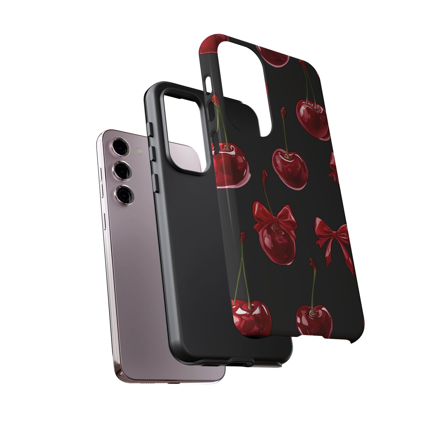 Coquette-Cherry Print Tough Phone Case - Stylish & Durable Protection
