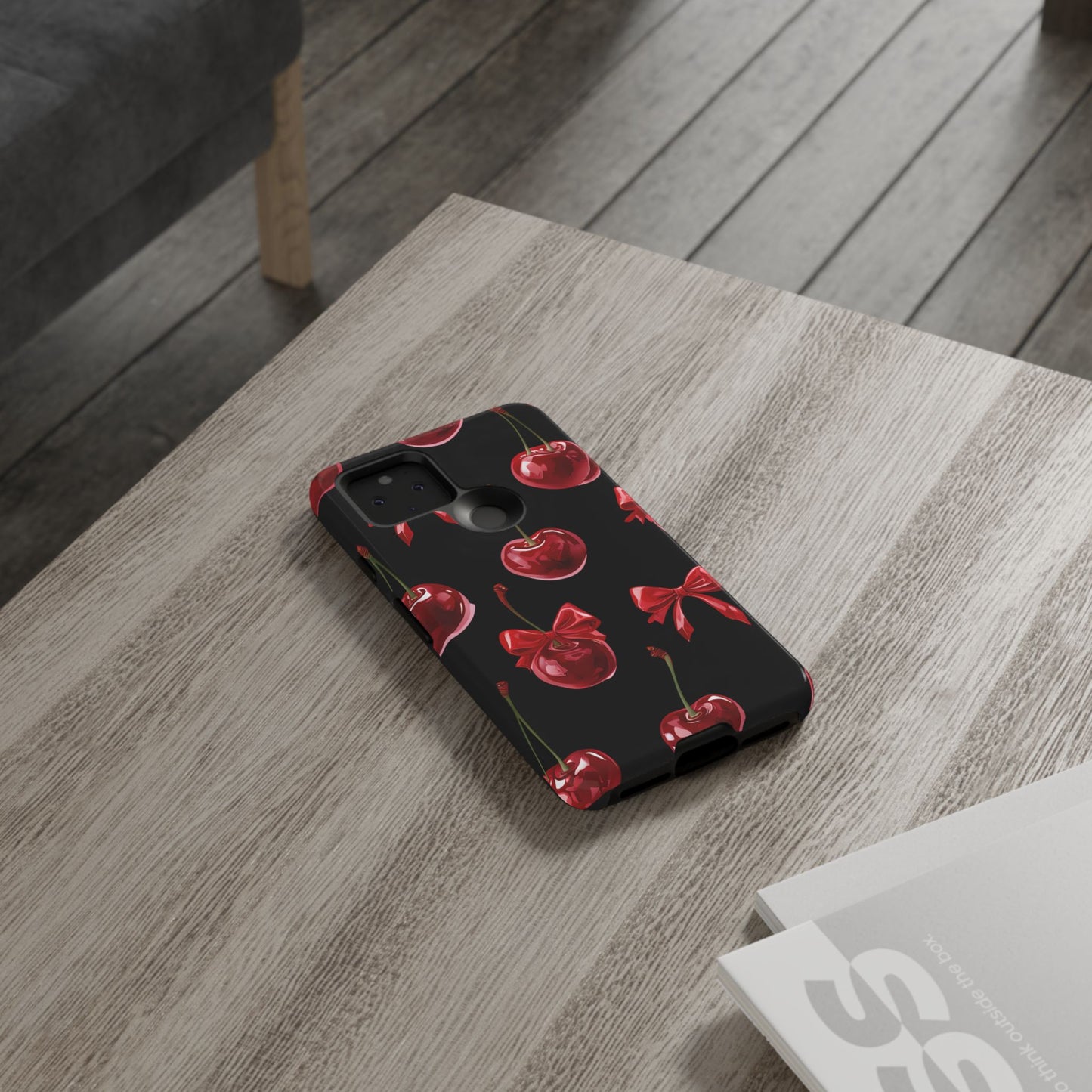 Coquette-Cherry Print Tough Phone Case - Stylish & Durable Protection