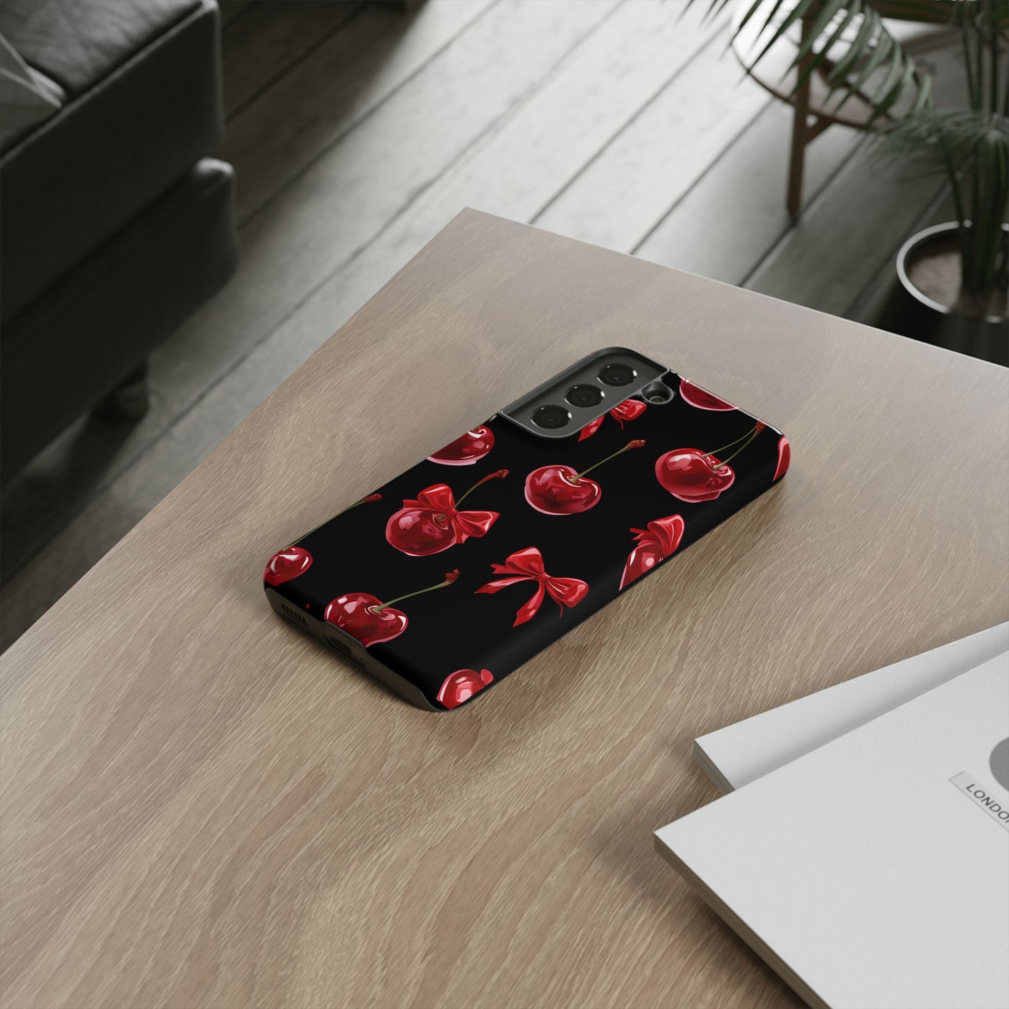 Coquette-Cherry Print Tough Phone Case - Stylish & Durable Protection