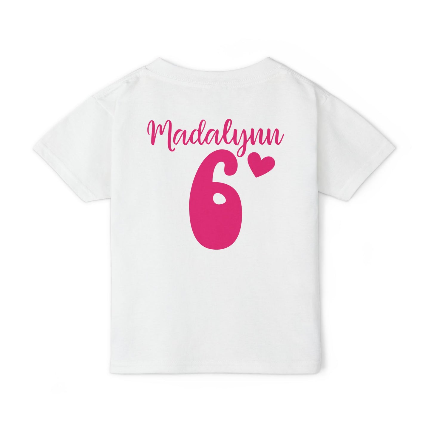 MADI (6) Birthday Girl Toddler T-Shirt - Personalized for Ages 6