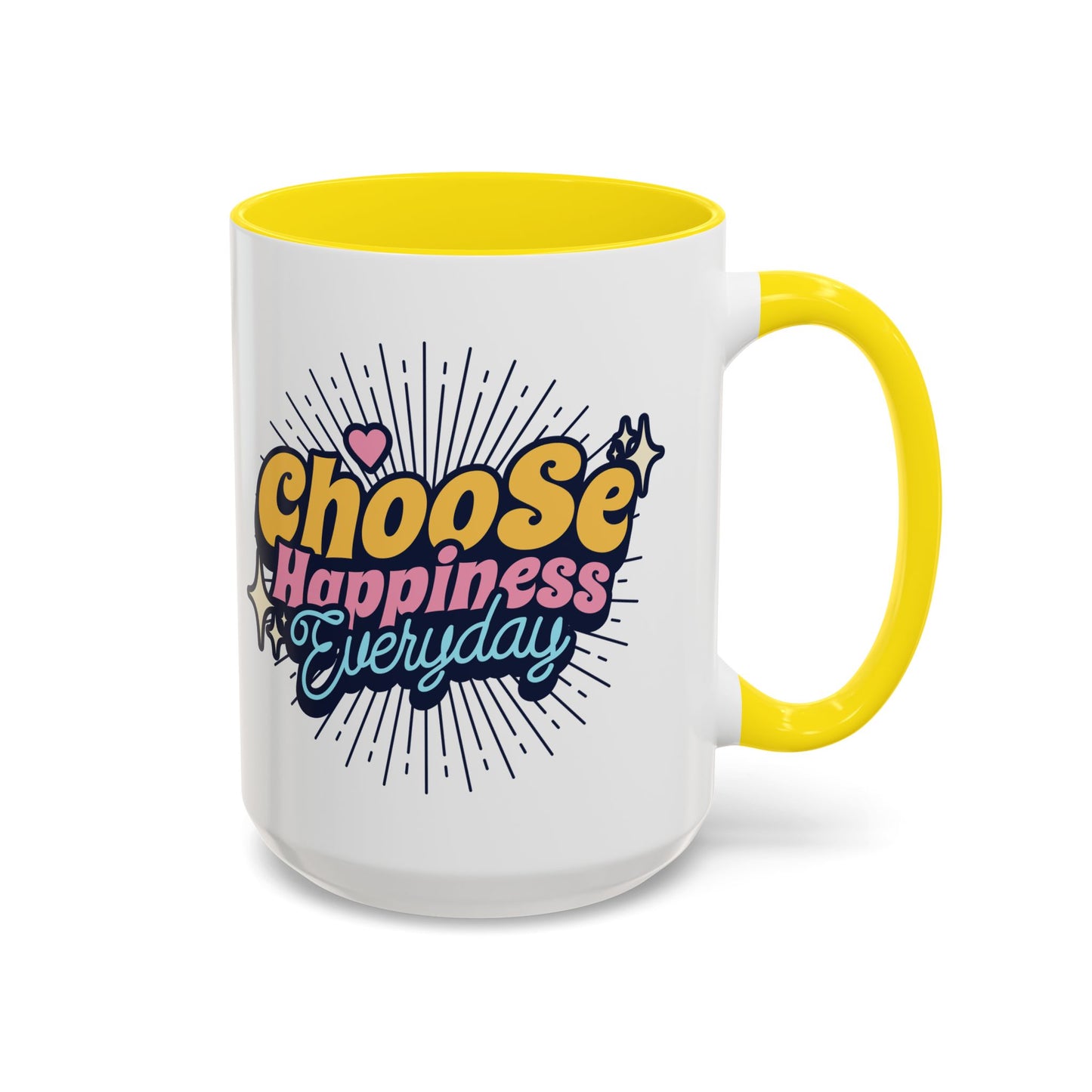Choose Happiness Everyday 15oz Coffee Mug - Colorful Ceramic Cup for Positive Vibes