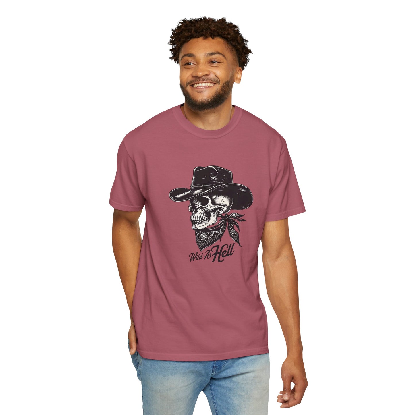 Skull Cowboy Graphic T-Shirt - Unisex Garment-Dyed Tee for Rebel Souls