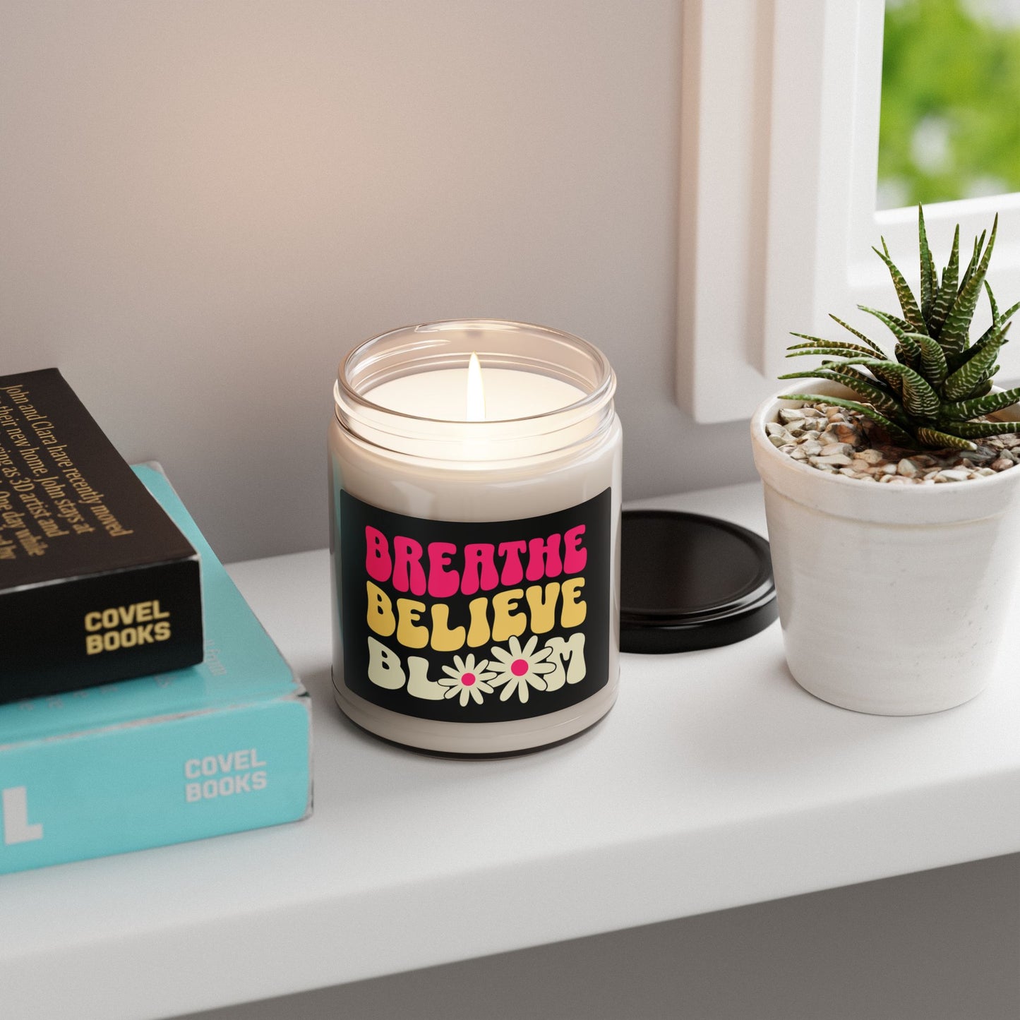 Breathe Believe Bloom Scented Soy Candle - 9oz Relaxation & Self-Care Gift
