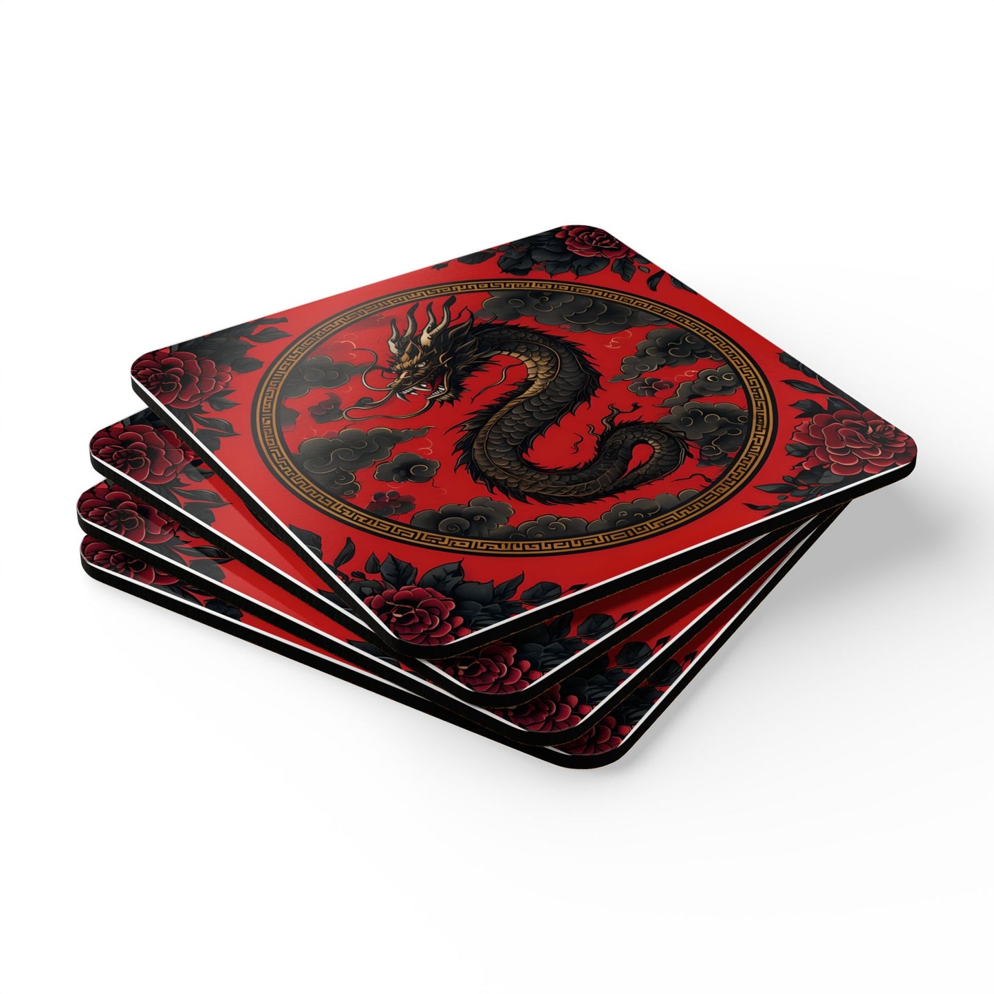 Dragon Design Cork Coaster Set | Stylish and Unique Tableware