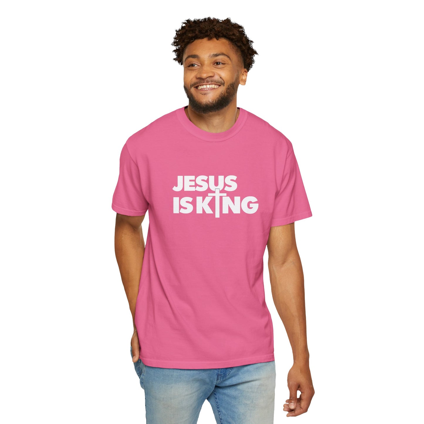Unisex Garment-Dyed T-Shirt - "Jesus is King" Inspirational Tee