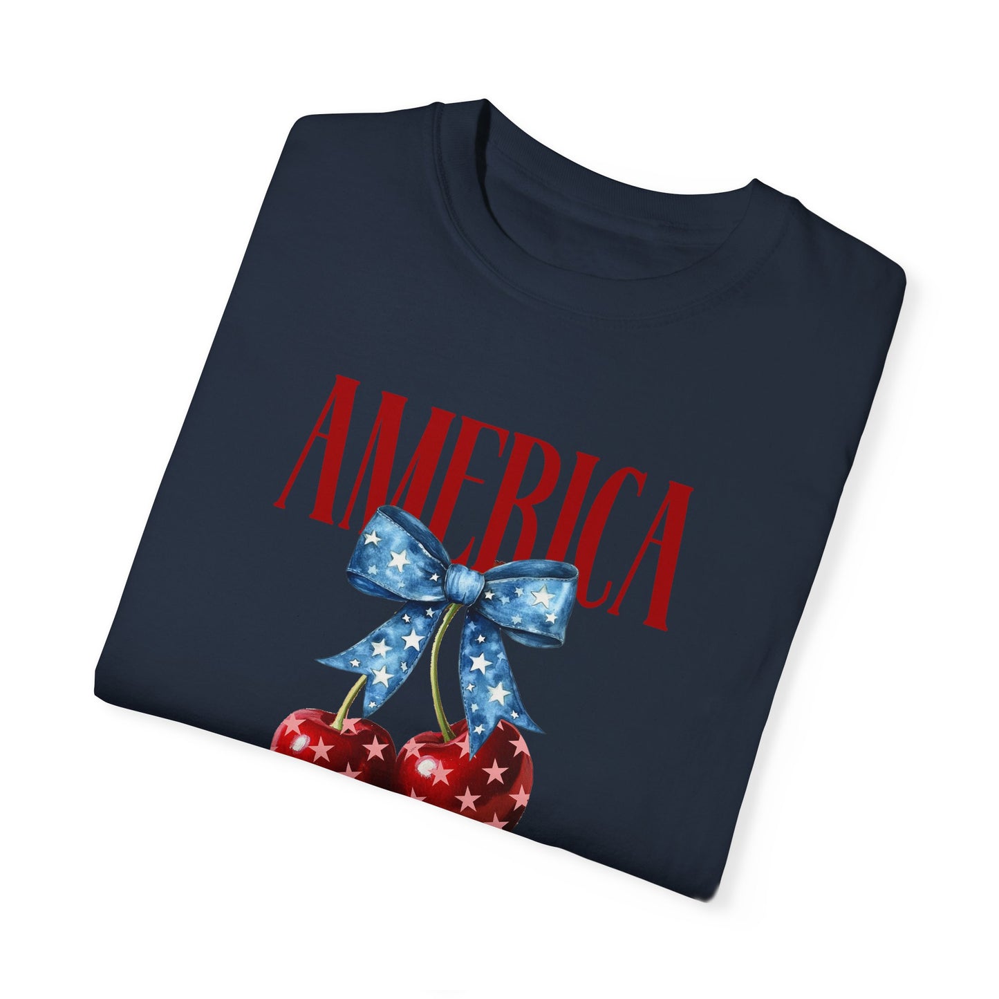 Patriotic Cherry Graphic T-Shirt for Independence Day