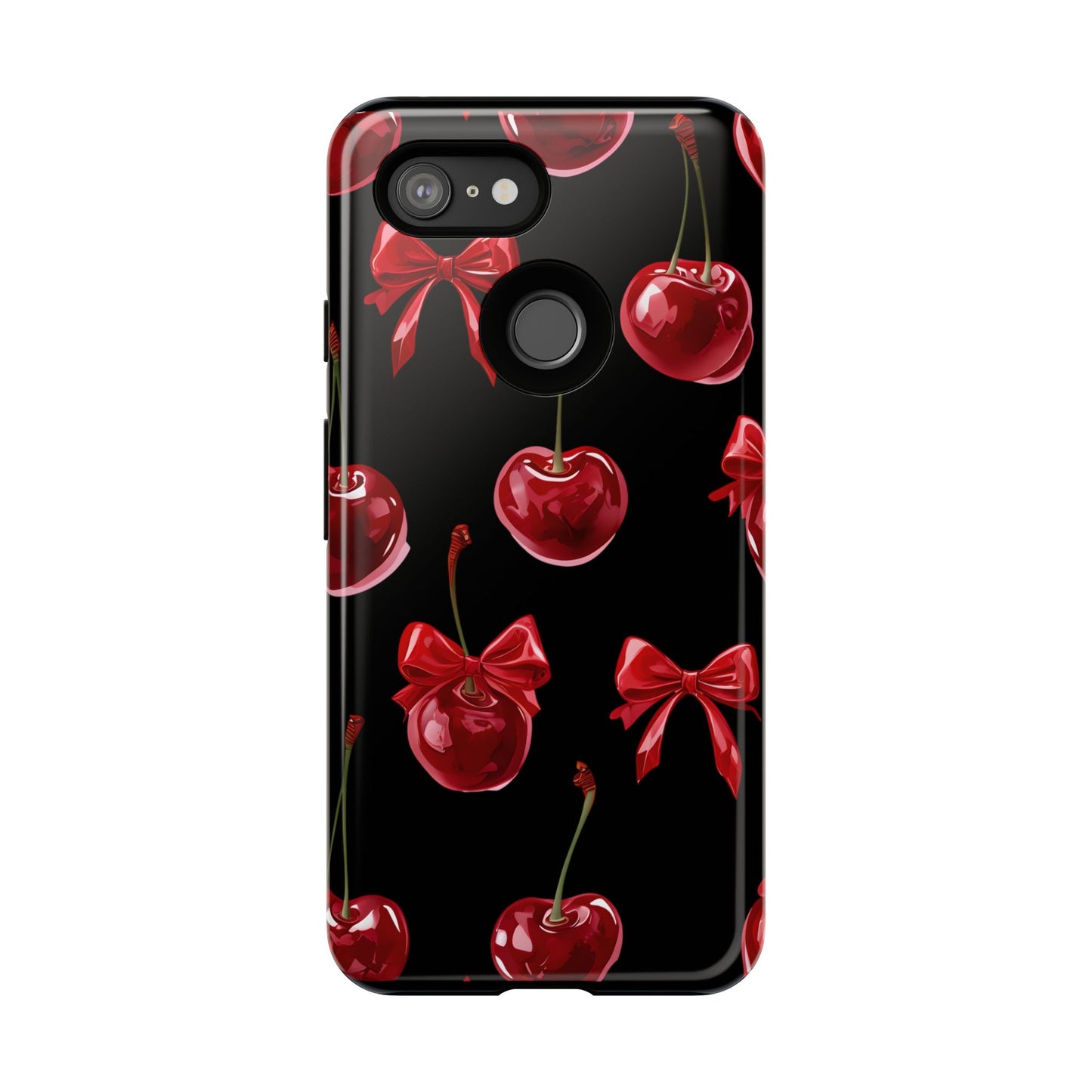Coquette-Cherry Print Tough Phone Case - Stylish & Durable Protection
