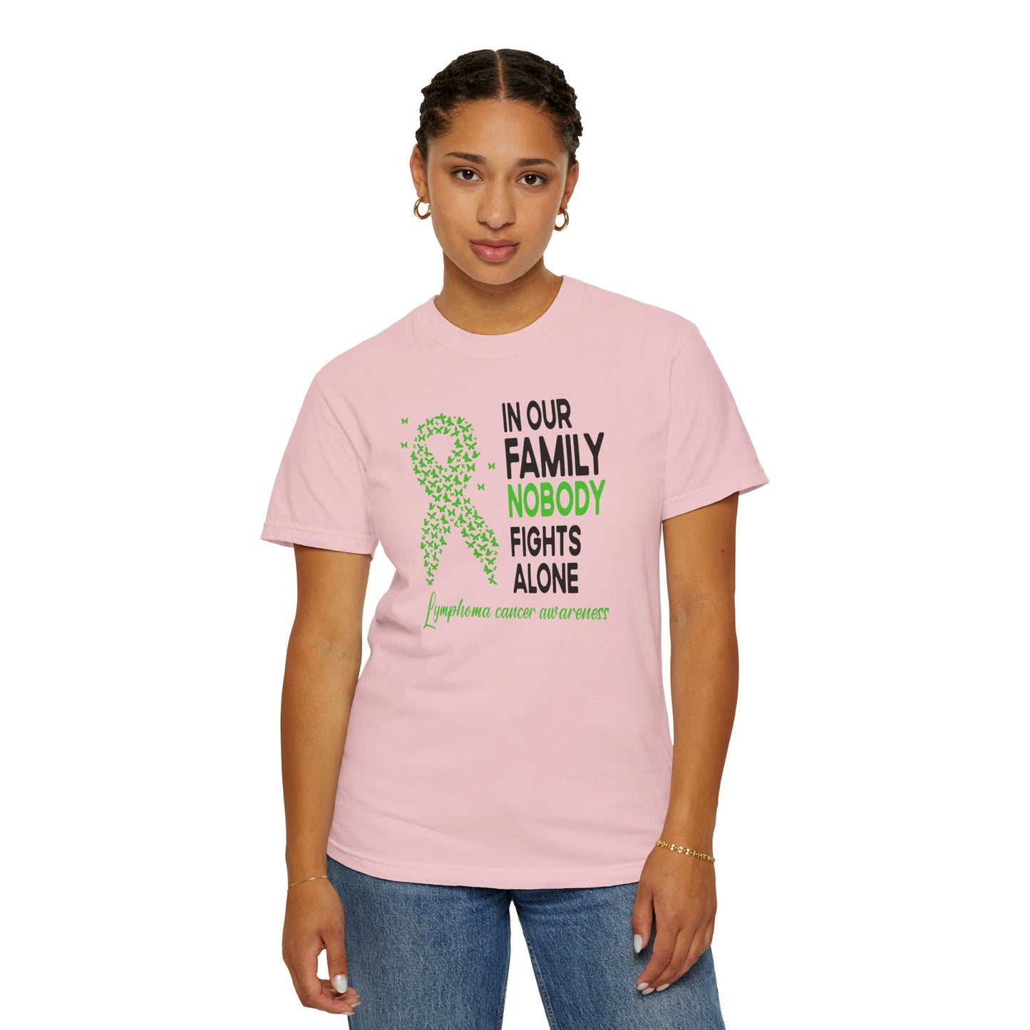 Lymphoma Awareness T-Shirt, Family Support Tee, Garment-Dyed Shirt, Cancer Awareness Apparel, Gift for Caregivers, 5K Event Shirt