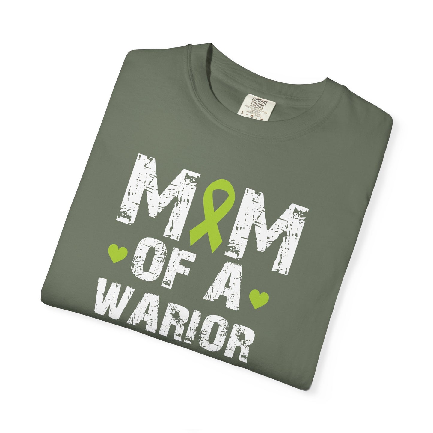 Mom of a Warrior T-Shirt, Garment-Dyed Tee for Support, Awareness Gift, Fight Against Cancer, Mother's Day Apparel