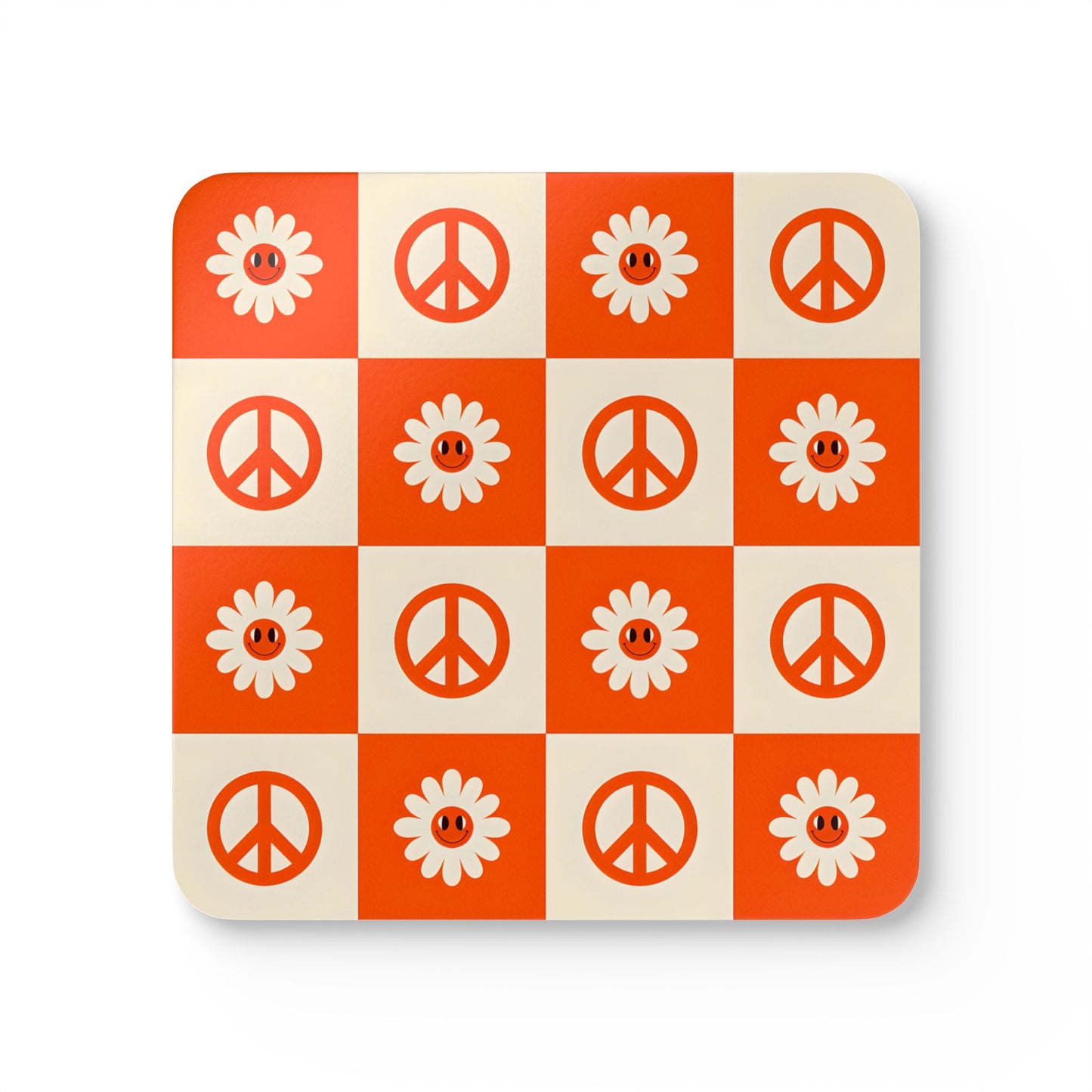 Peace and Flower Cork Coaster Set - Eco-Friendly Home Decor