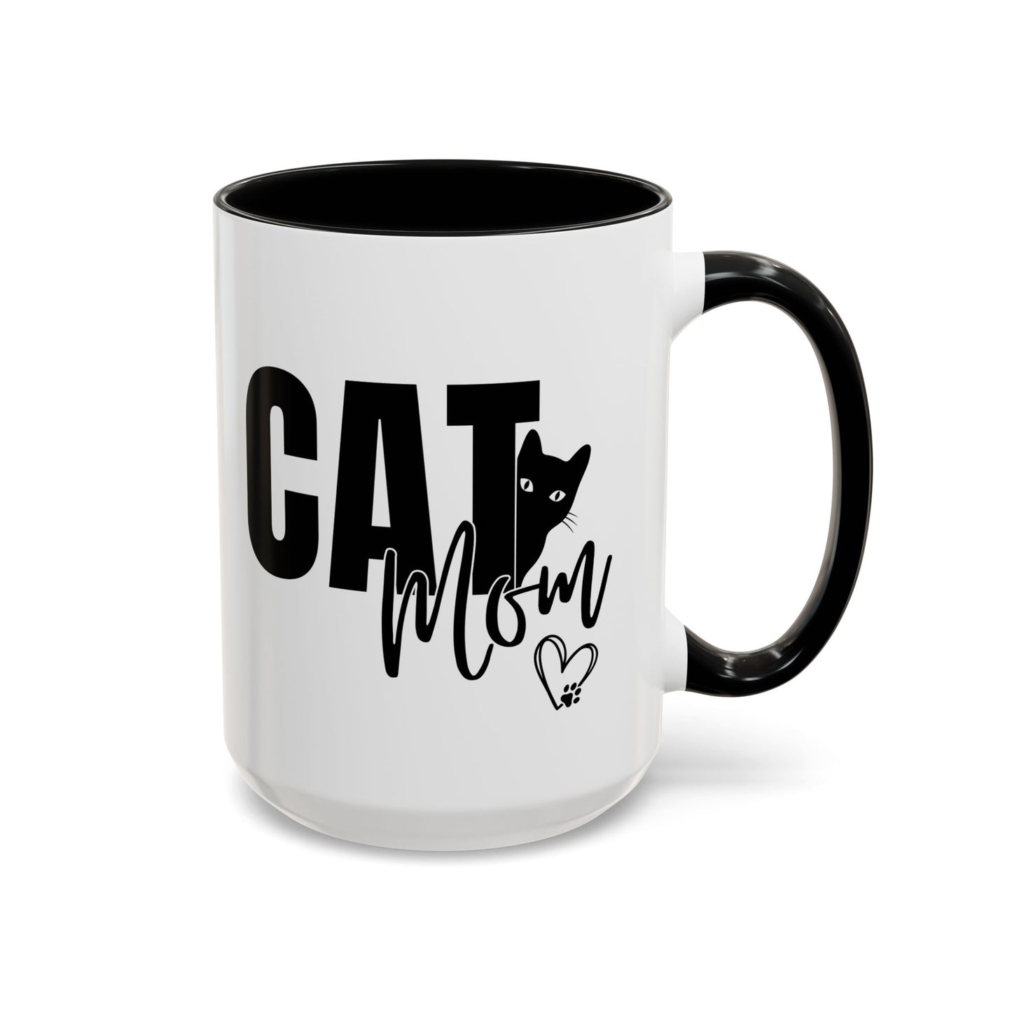 Cat Mom Accent 15oz Coffee Mug – Perfect Gift for Cat Lovers