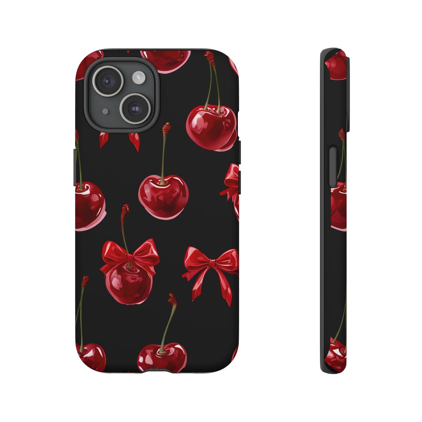 Coquette-Cherry Print Tough Phone Case - Stylish & Durable Protection