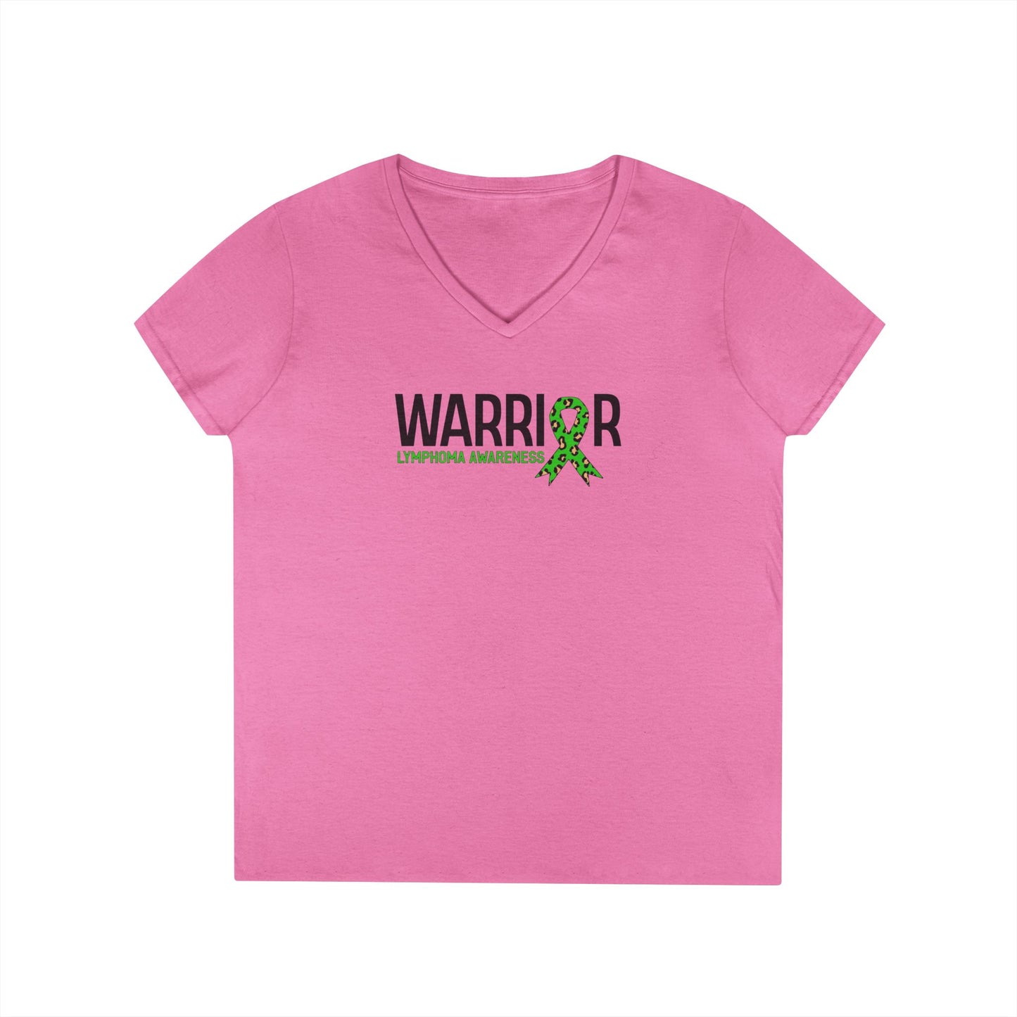Ladies' V-Neck T-Shirt - Lymphedema Awareness Warrior Tee, Supportive Gift, Cancer Awareness, Health Advocacy, Green Ribbon Tee