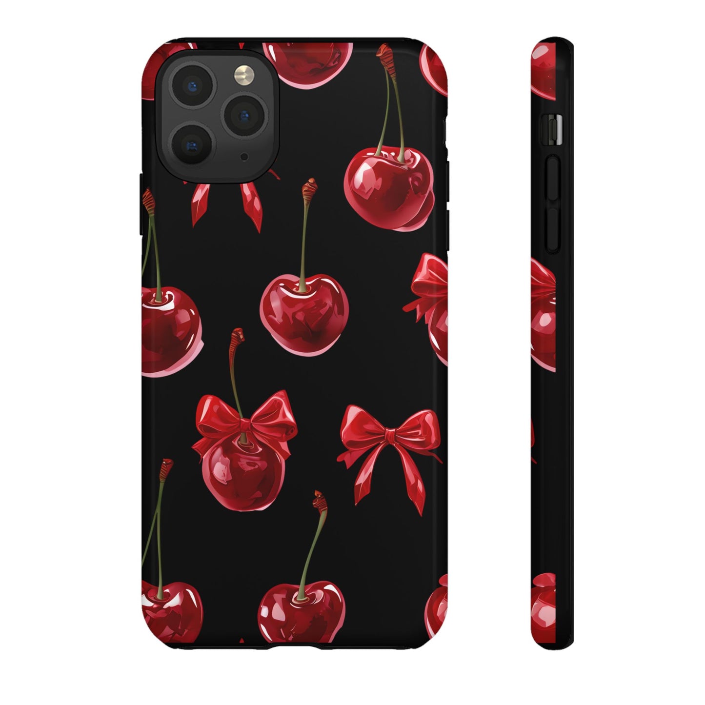 Coquette-Cherry Print Tough Phone Case - Stylish & Durable Protection