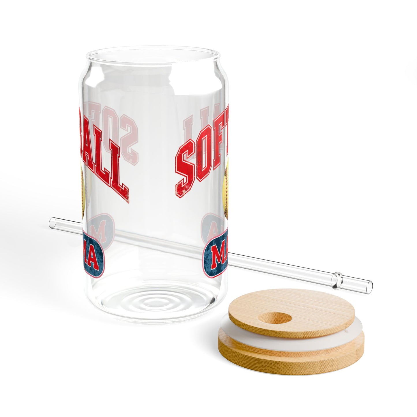 Softball Mama Sipper Glass - 16oz Drinkware for Sports Fans
