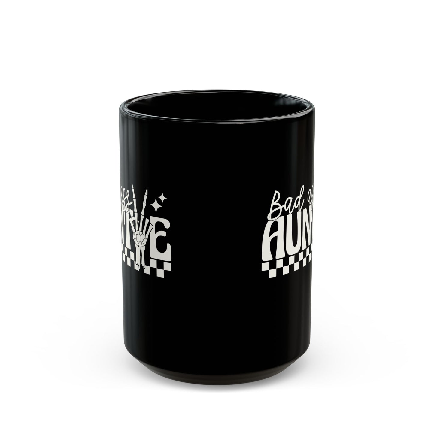 Bad Ass Auntie Black Mug - Stylish 15oz Coffee Cups for Empowered Aunts