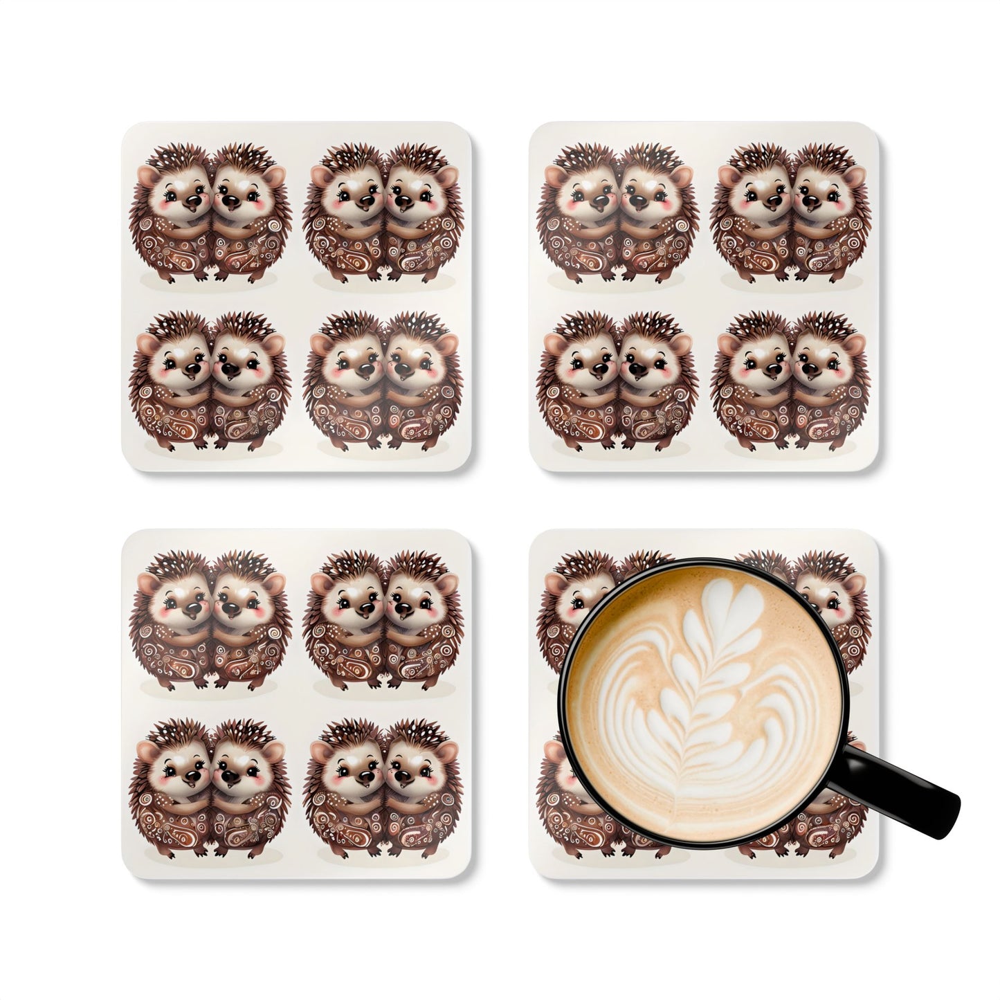 Adorable Hedgehog Cork Coaster Set - Cute & Cozy Drinkware Accessory