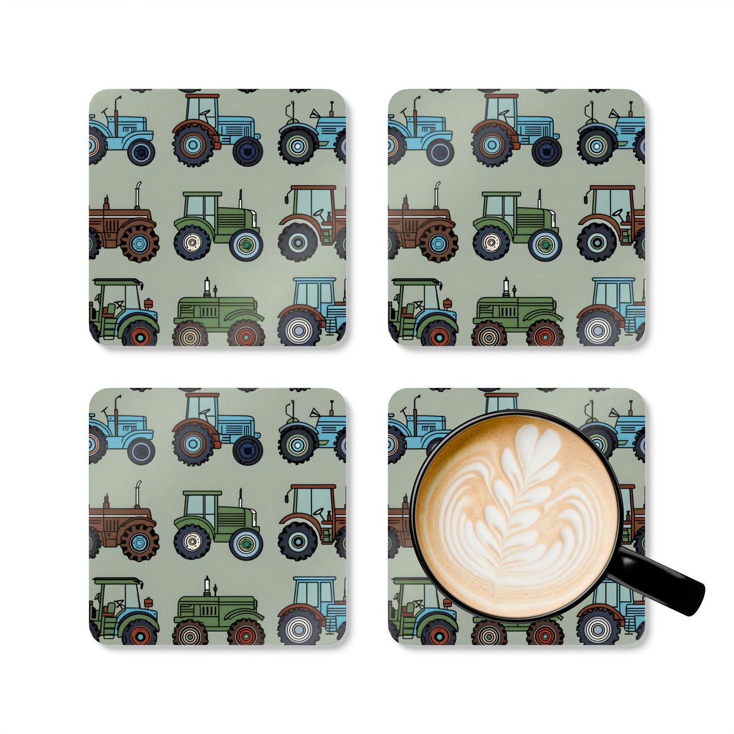 Farm Tractor Cork Coaster Set - Rustic Drinkware Accessory for Farmhouse Decor