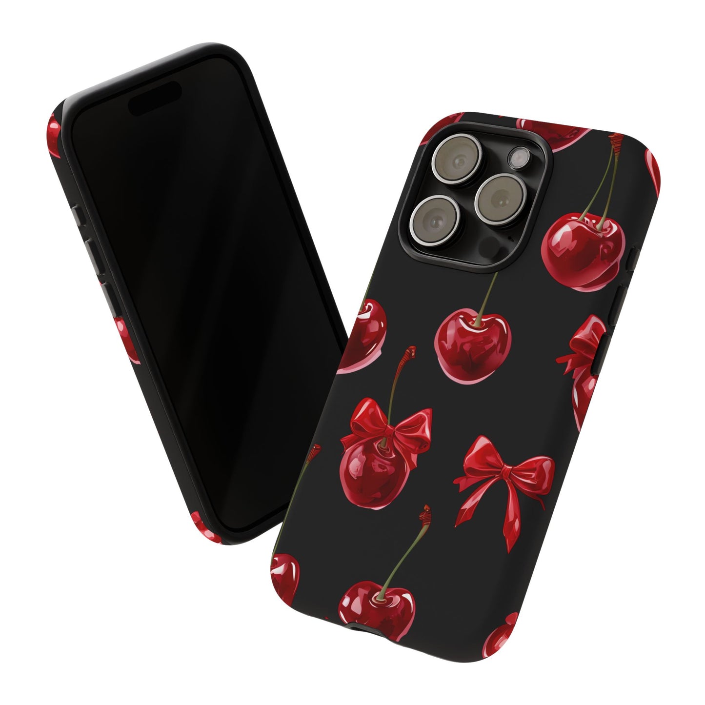 Coquette-Cherry Print Tough Phone Case - Stylish & Durable Protection