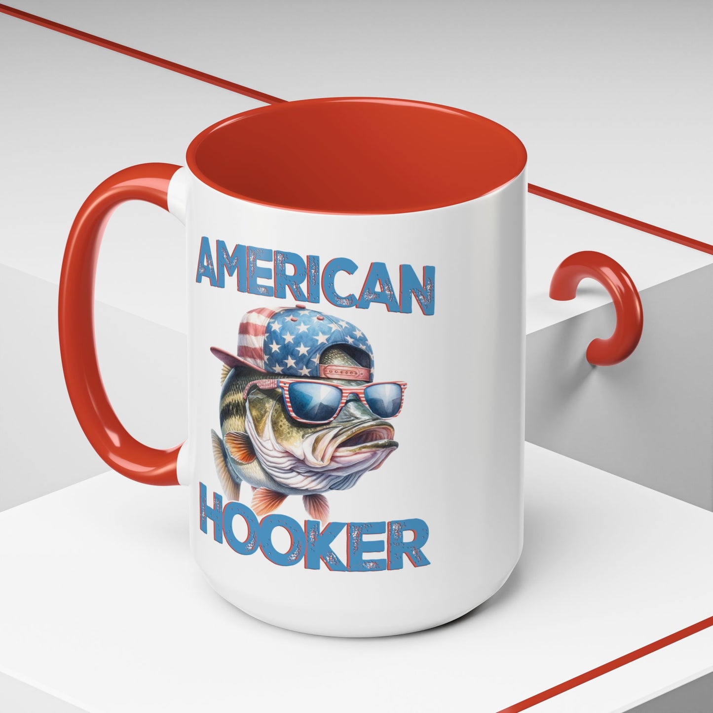 American Hooker Fishing Coffee Mug - 15oz Accent Mug for Anglers