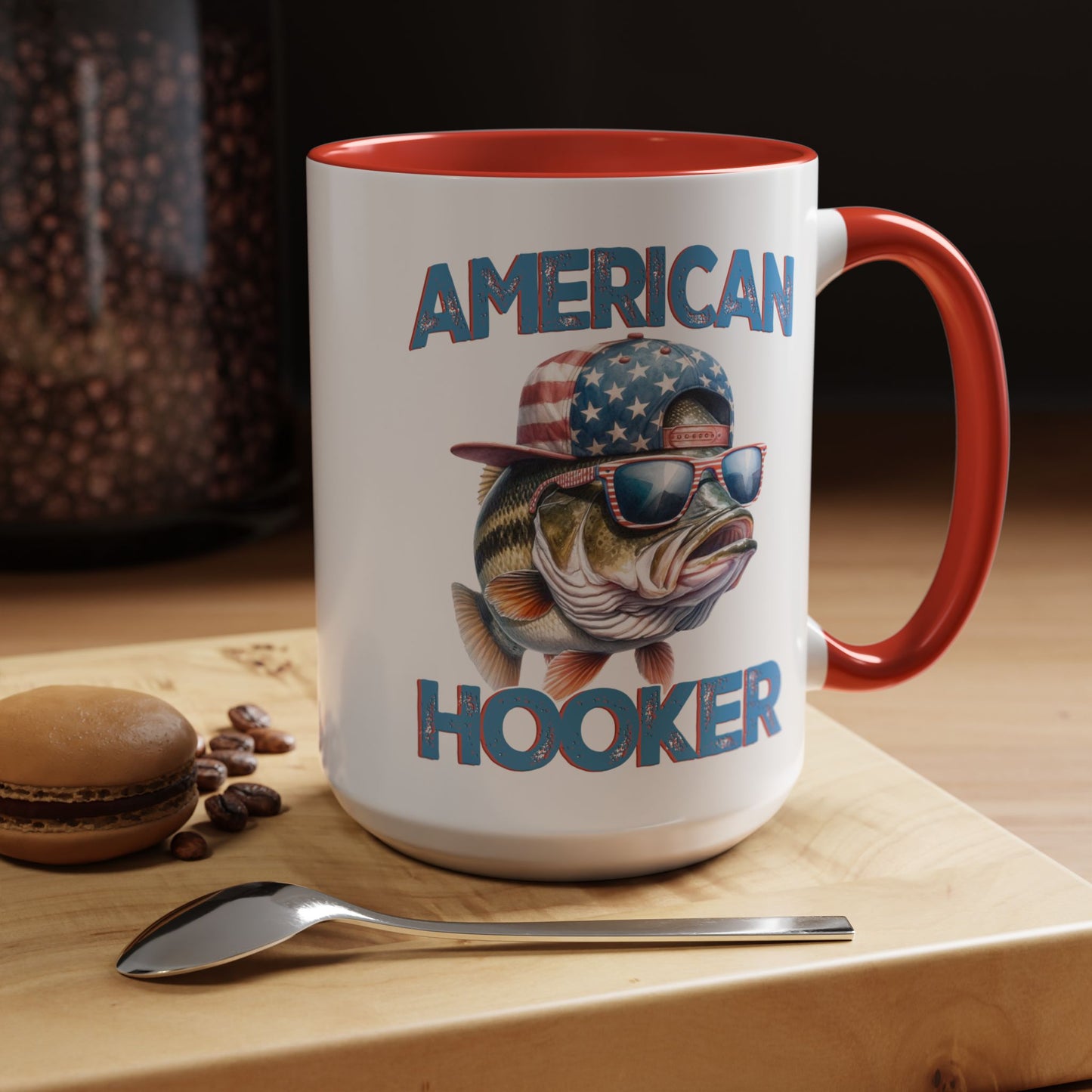 American Hooker Fishing Coffee Mug - 15oz Accent Mug for Anglers