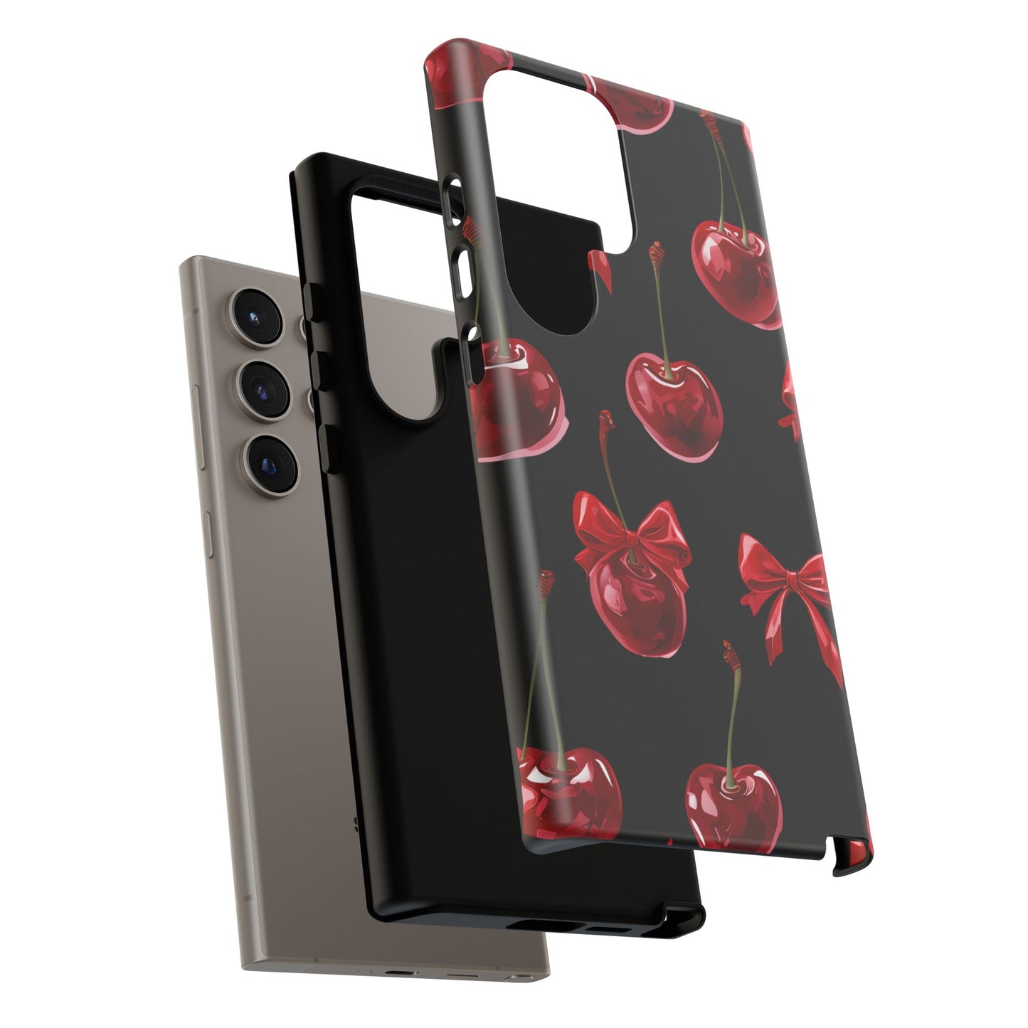 Coquette-Cherry Print Tough Phone Case - Stylish & Durable Protection