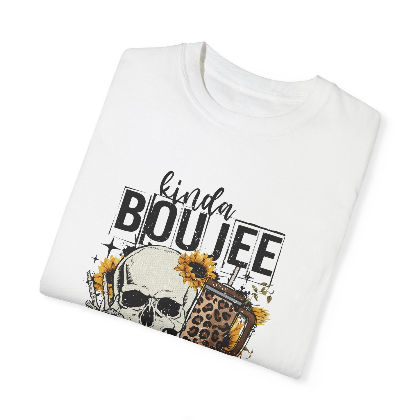 Kinda Boujee Kinda Broke Black Unisex Garment-Dyed T-shirt - Trendy Casual Wear for Cool Vibes