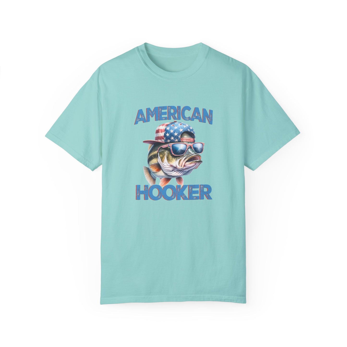 American Hooker Fish Graphic T-Shirt - Unisex Garment-Dyed Tee for Fishing Enthusiasts