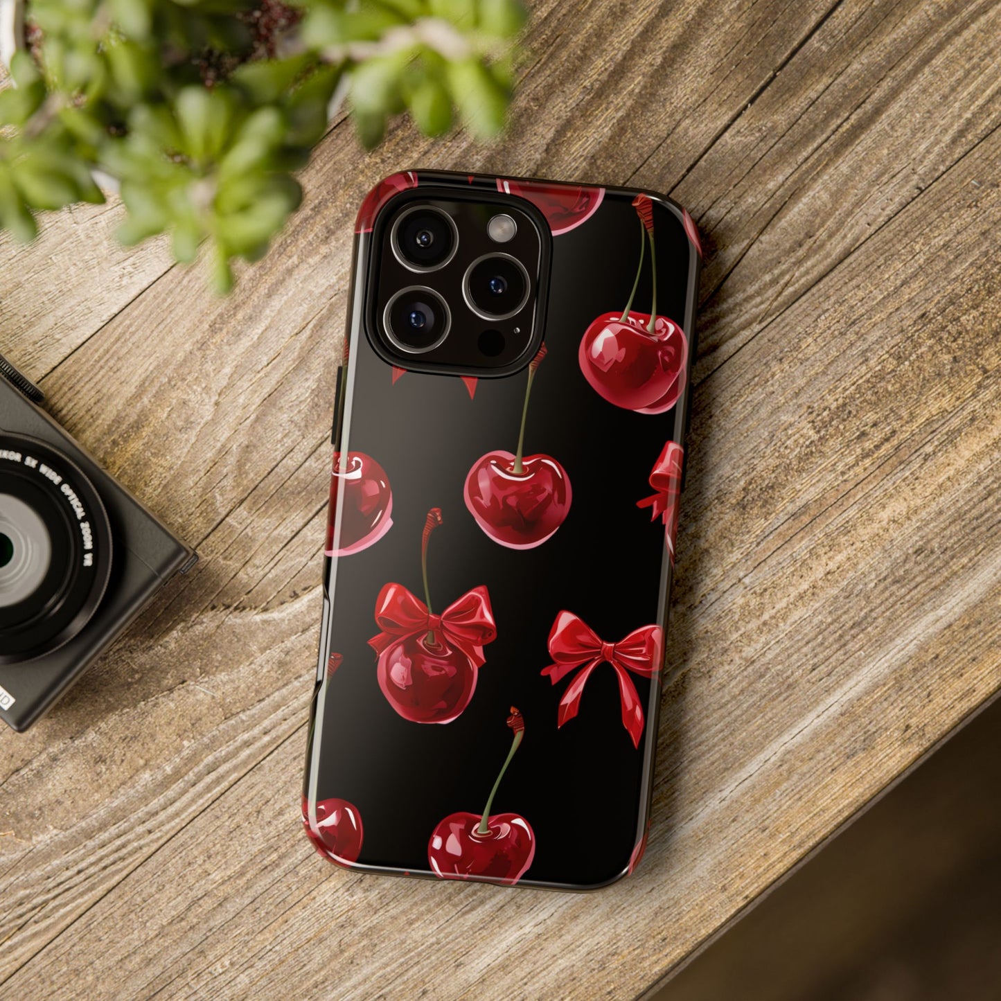 Coquette-Cherry Print Tough Phone Case - Stylish & Durable Protection
