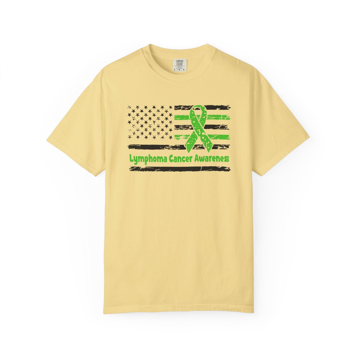 Lymphoma Awareness T-Shirt, Unisex Garment-Dyed Tee, Cancer Support Shirt, Green Ribbon Tee, Gift for Awareness Events