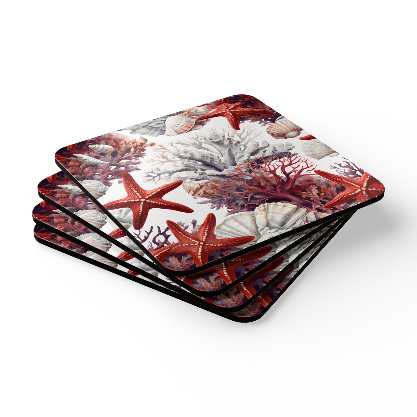 Marine Life Coaster Set - Coral and Starfish Design - Perfect for Beach Lovers