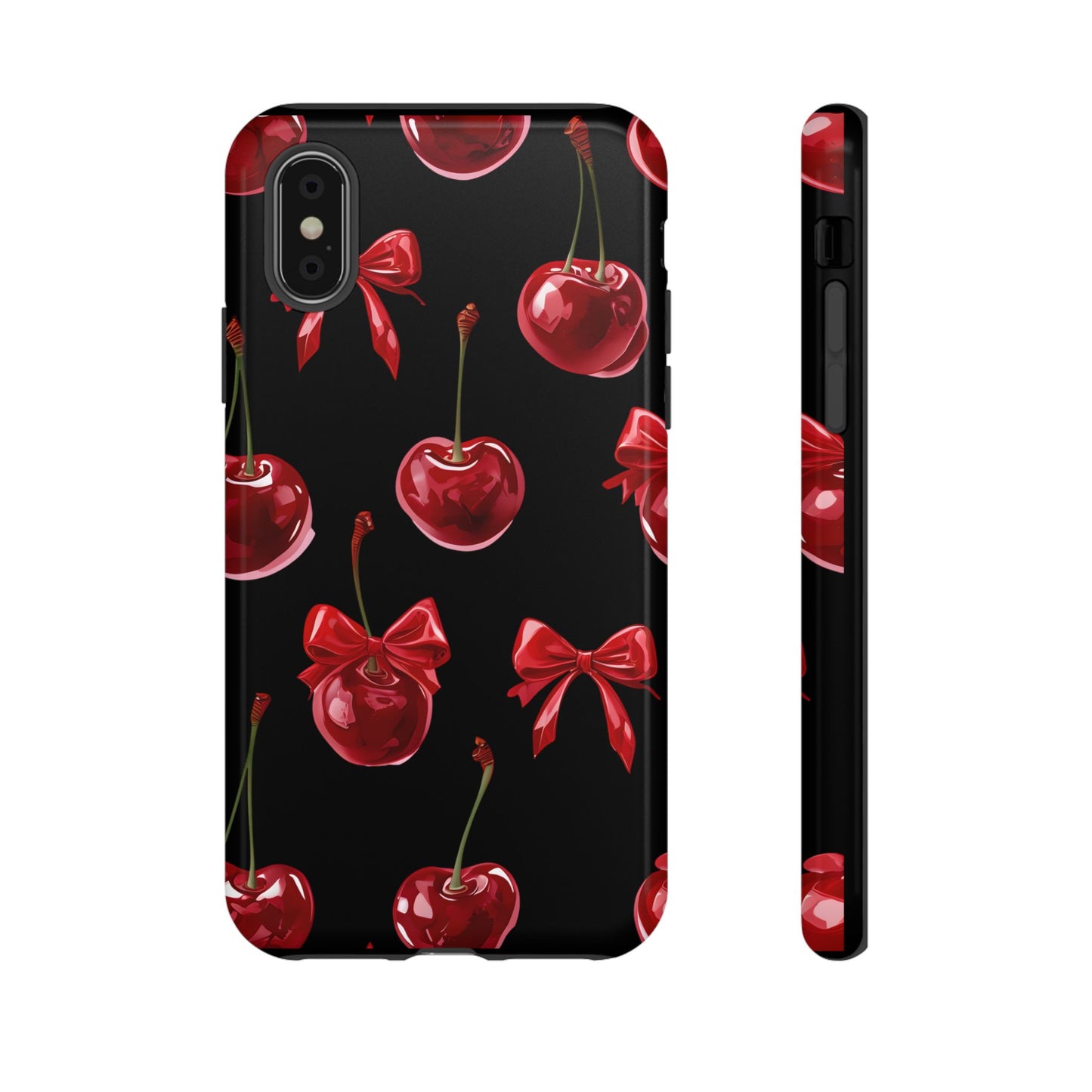 Coquette-Cherry Print Tough Phone Case - Stylish & Durable Protection