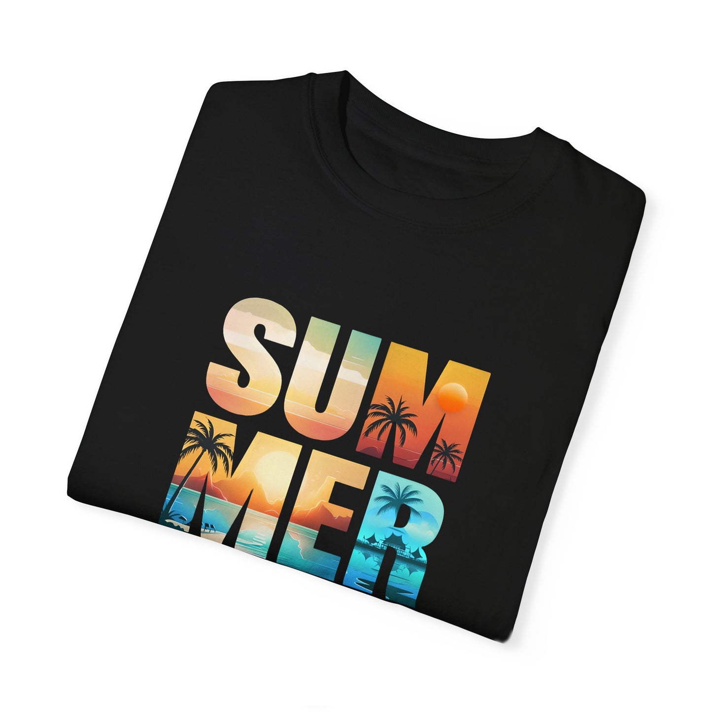 Summer Vibes Unisex Garment-Dyed T-shirt - Relaxed Beach Style Tee