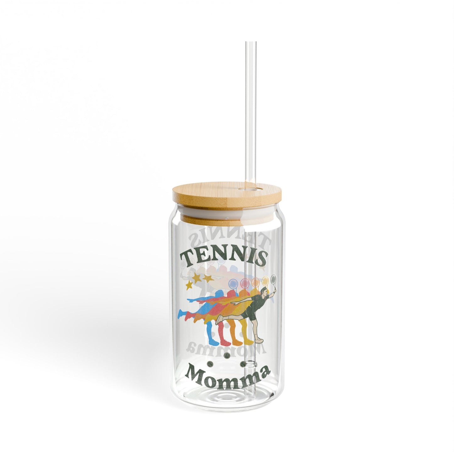 Tennis Mom Sipper Glass - 16oz with Straw, Perfect for Sports Enthusiasts