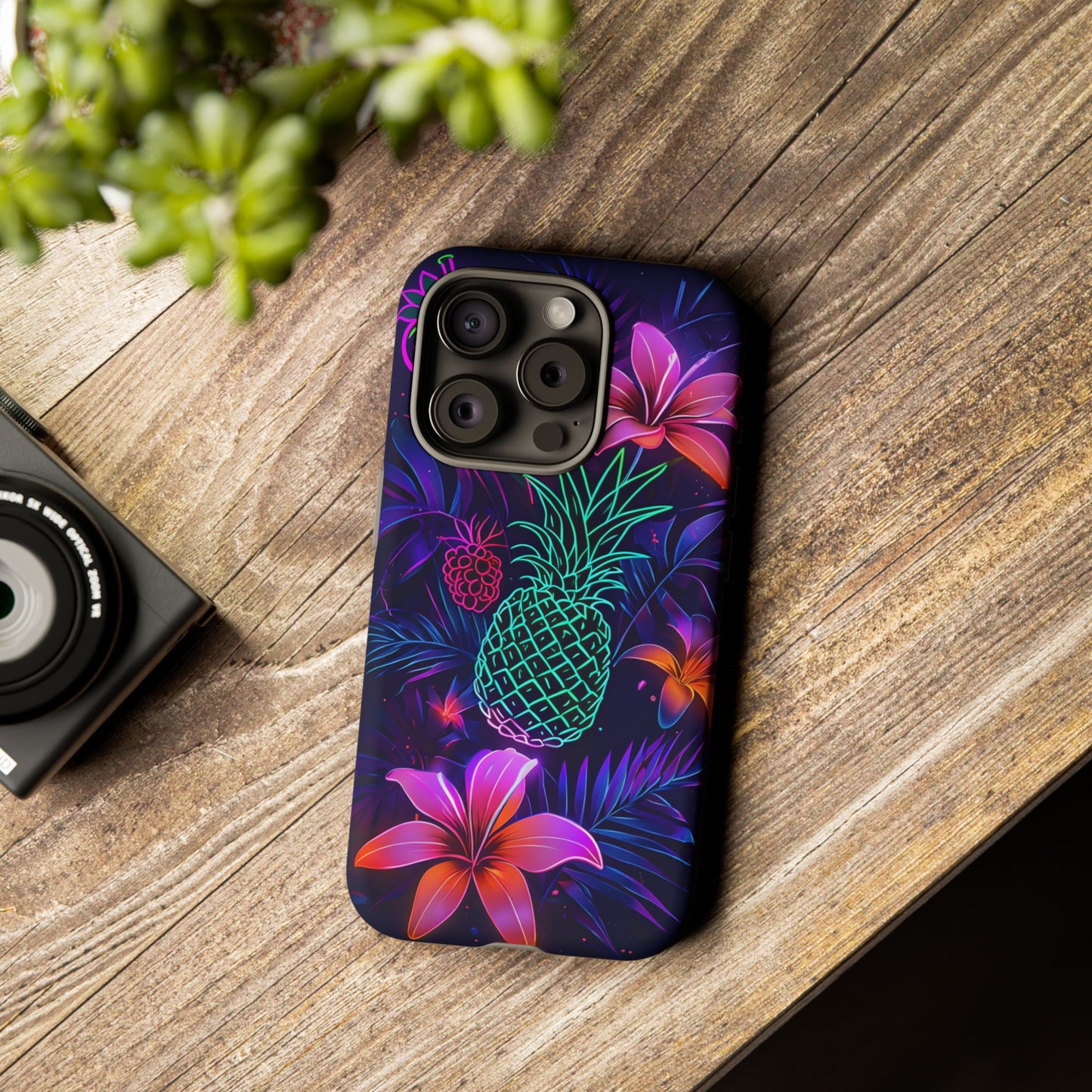 Tough Cases - Tropical Neon Floral iPhone Case