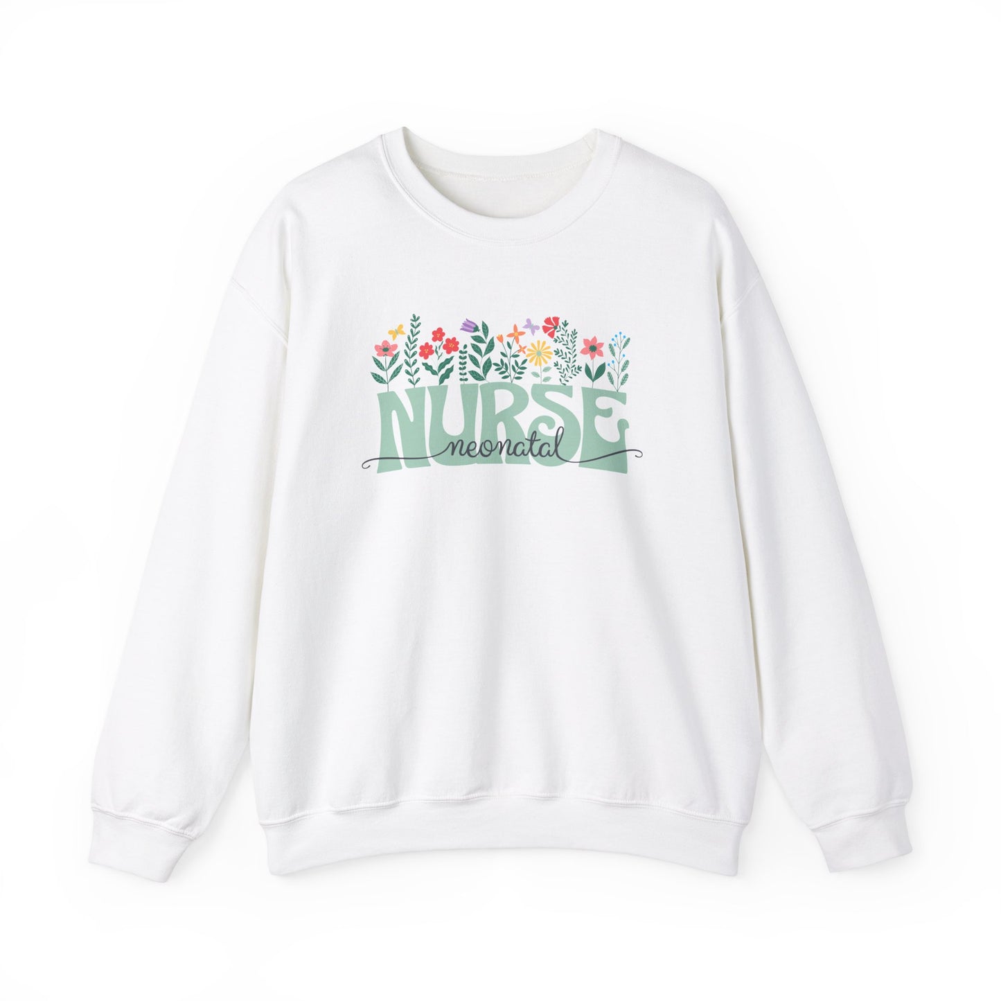 Floral Neonatal Nurse Sweatshirt - Unisex Heavy Blend™ Crewneck