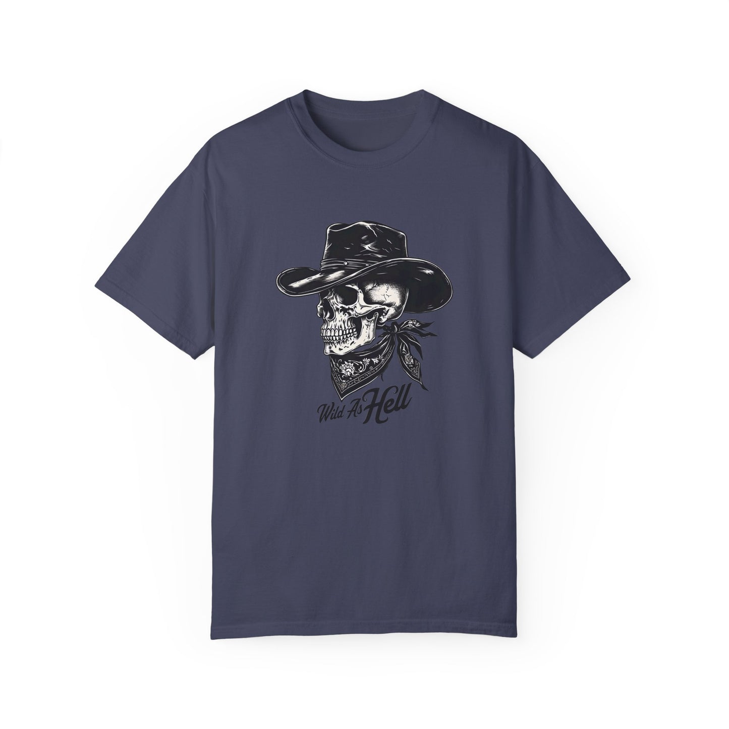 Skull Cowboy Graphic T-Shirt - Unisex Garment-Dyed Tee for Rebel Souls